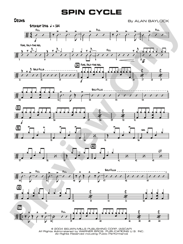 Spin Cycle Drums Drums Part Digital Sheet Music Download