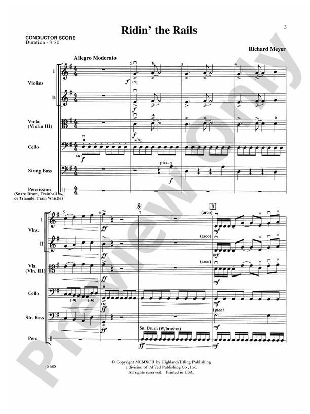 Ridin' the Rails String Orchestra Conductor Score & Parts Richard