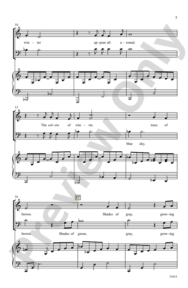 The Colors of Winter: 3-Part Mixed Choral Octavo: Lois Brownsey ...