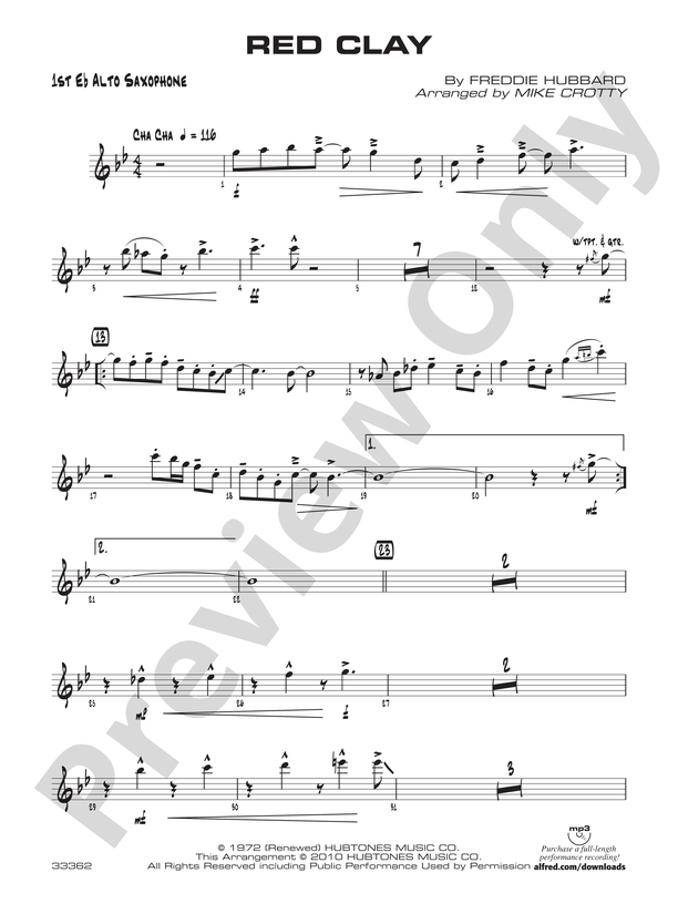 Red Saxophone: E-flat Alto Saxophone Part - Digital Sheet Music Download