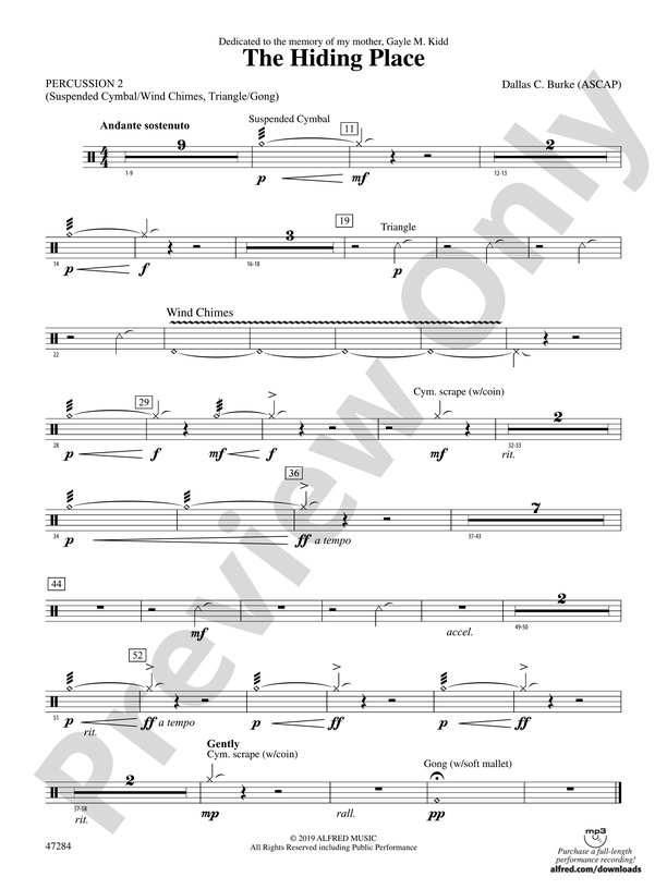 The Hiding Place 2nd Percussion 2nd Percussion Part Digital Sheet