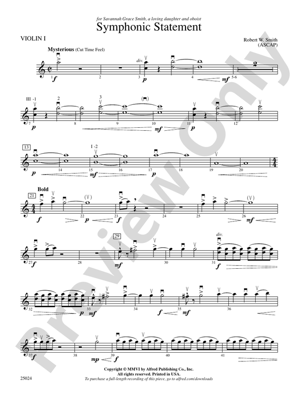 Symphonic Statement 1st Violin 1st Violin Part Digital Sheet Music Download 7613