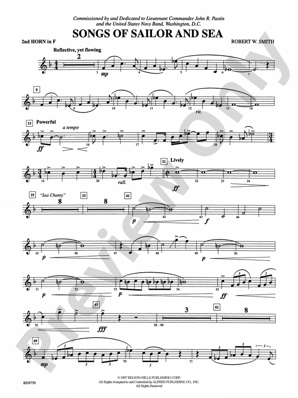 Songs of Sailor and Sea: 2nd F Horn: 2nd F Horn Part - Digital Sheet ...