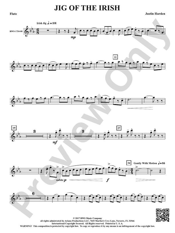 Jig Of The Irish 1st Flute 1st Flute Part Justin Harden Digital
