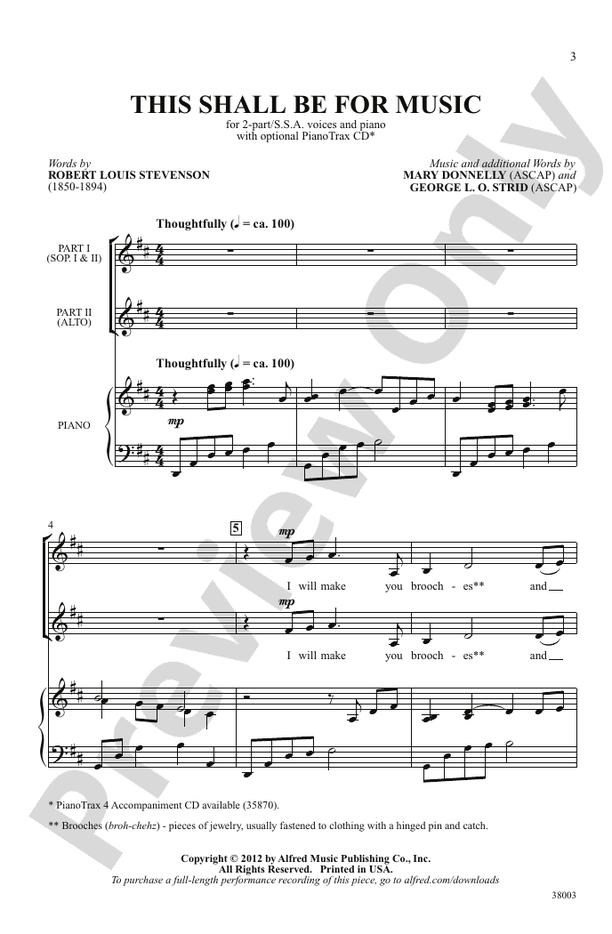 This Shall Be for Music: 2-Part / SSA Choral Octavo: George L. O. Strid ...