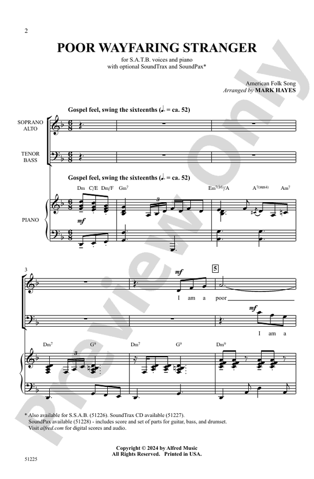 Poor Wayfaring Stranger: SATB Choral Octavo - Digital Sheet Music Download