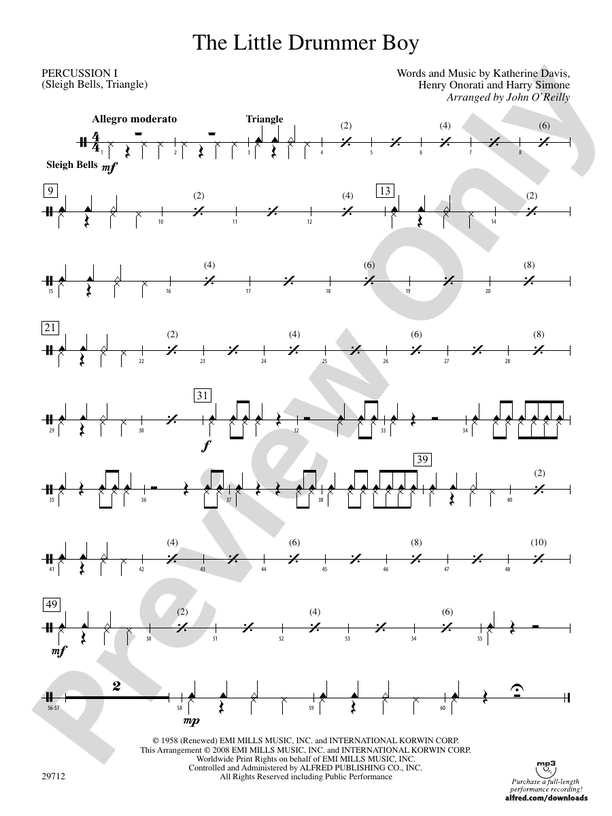 The Little Drummer Boy 1st Percussion 1st Percussion Part Digital