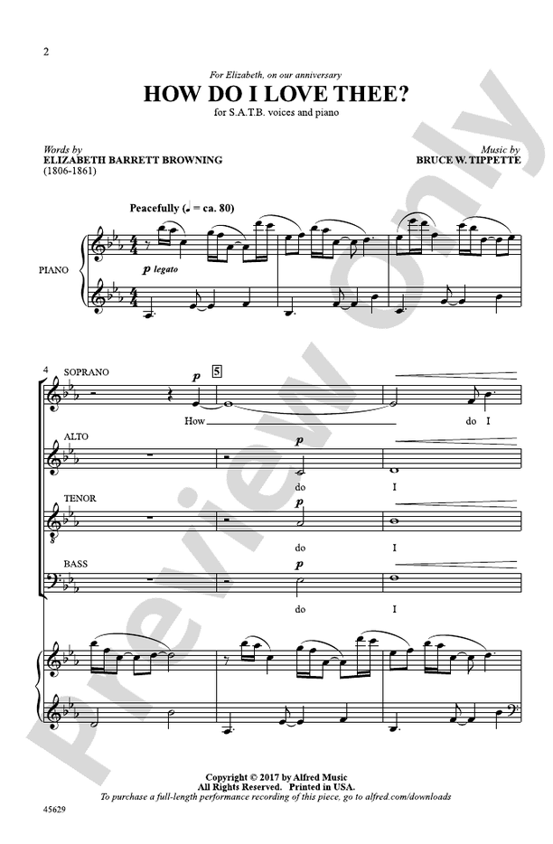 How Do I Love Thee? SATB Choral Octavo Bruce W. Tippette Digital
