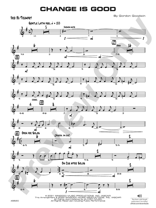 Change Is Good: 3rd B-flat Trumpet: 3rd B-flat Trumpet Part - Digital ...