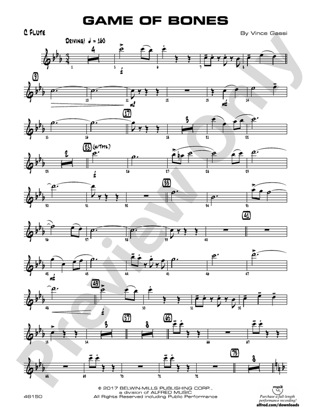 Game of Bones Flute Flute Part Digital Sheet Music Download