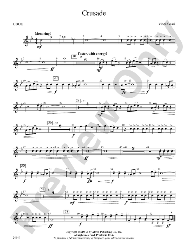 Crusade Oboe Oboe Part Digital Sheet Music Download
