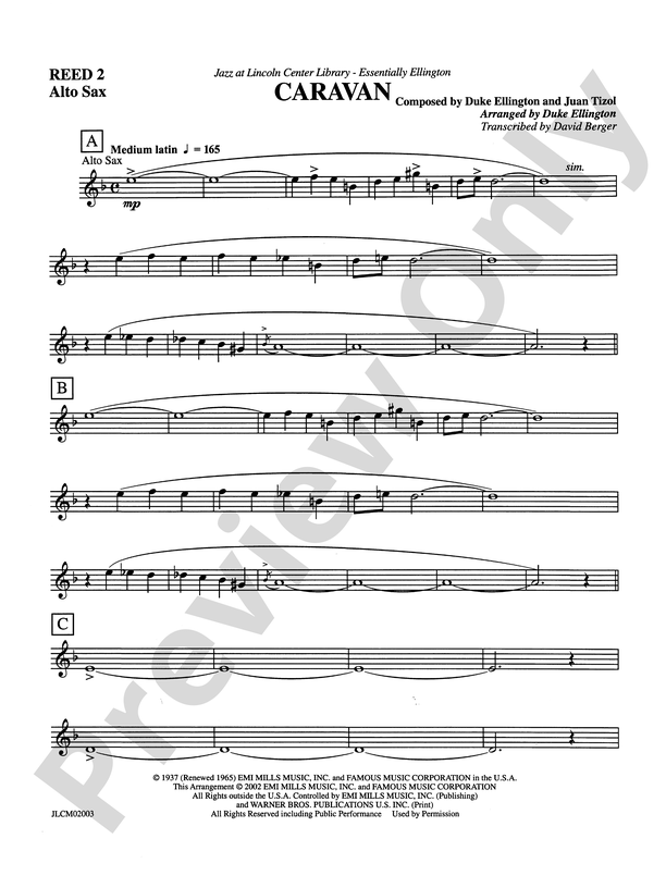 Caravan 2nd Eflat Alto Saxophone 2nd Eflat Alto Saxophone Part