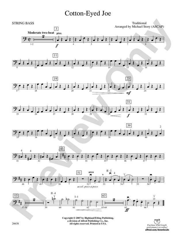 Cotton-Eye Joe sheet music for voice, piano or guitar (PDF)