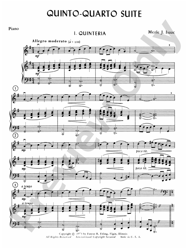 QuintoQuarto Suite Piano Piano Part