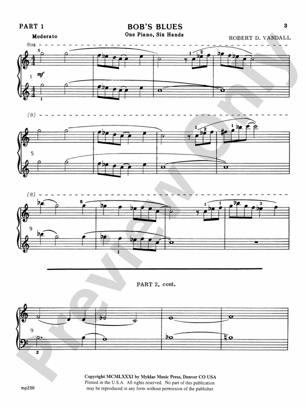 Bob's Blues - Piano Trio (1 Piano, 6 Hands)