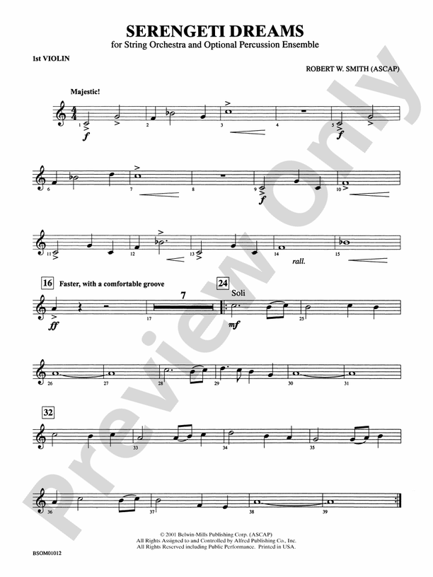 Serengeti Dreams With Opt Percussion Ensemble 1st Violin 1st Violin Part Digital Sheet