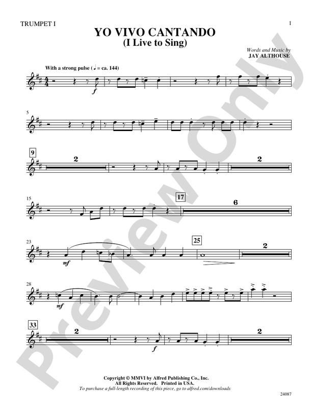 Yo Vivo Cantando (I Live to Sing): 1st B-flat Trumpet