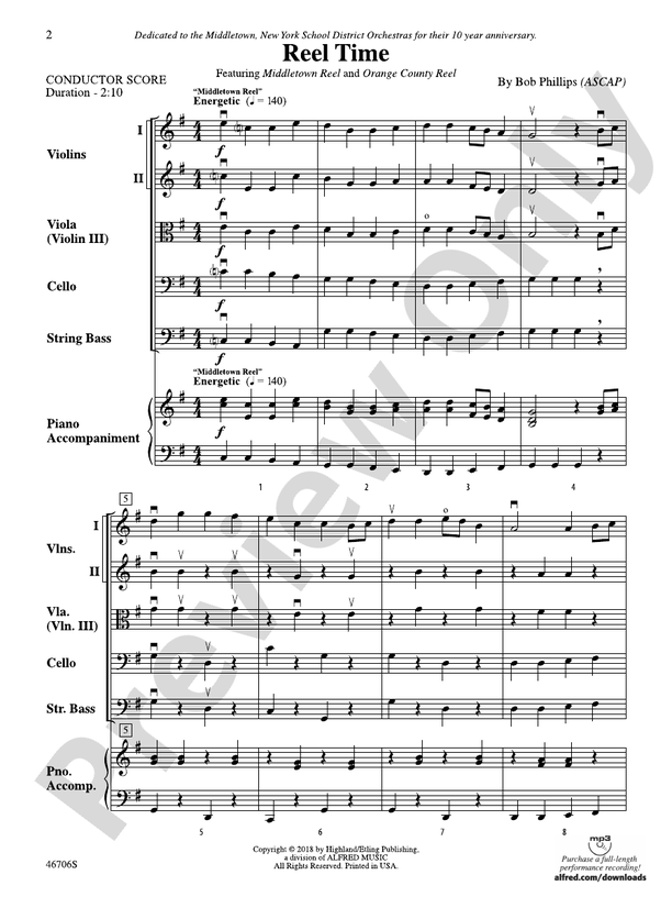 Reel Time: String Orchestra Conductor Score & Parts: Bob Phillips