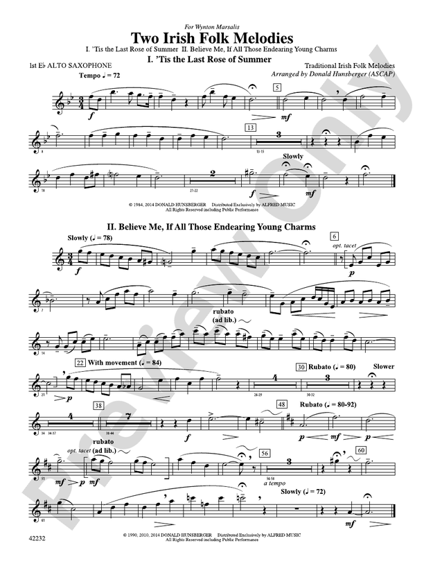 Partitions Irish Melodies For Alto Saxophone - Recueil De Mélodies Traditionnelles Irlandaises