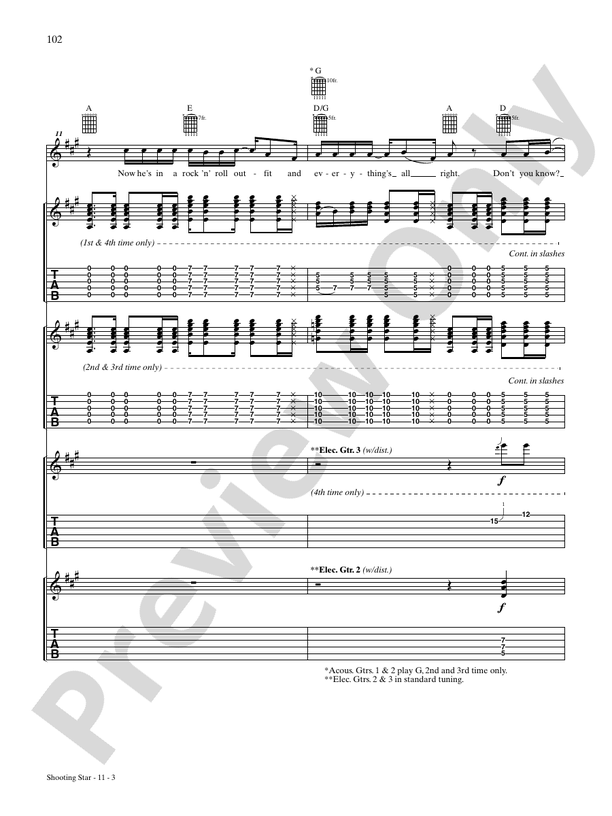 Shooting Star Guitar Bad Company Digital Sheet Music Download