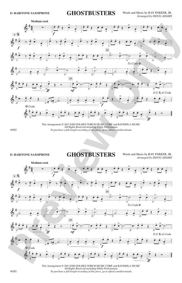 Ghostbusters: E-flat Baritone Saxophone