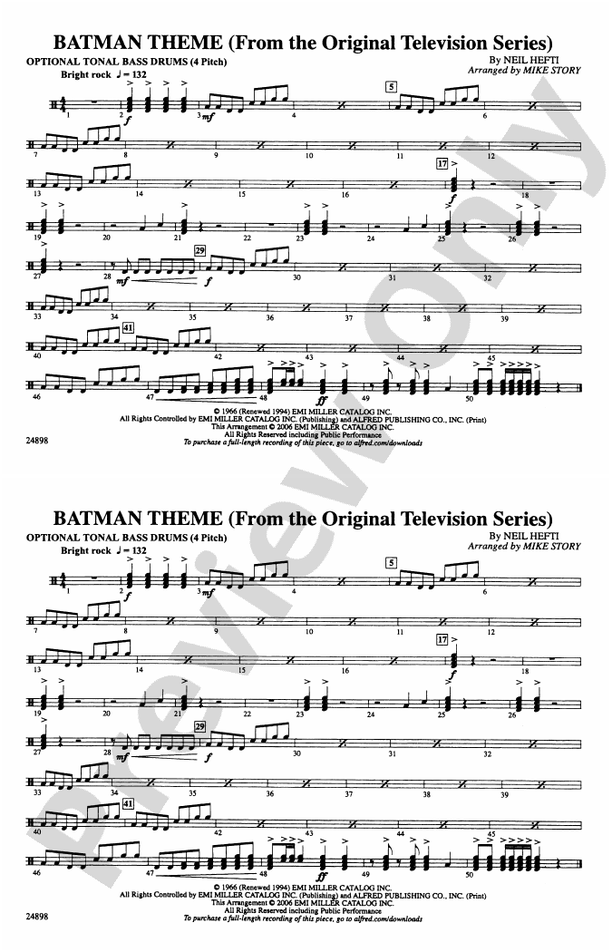 Batman Theme (from the TV Series): Tonal Bass Drum: Tonal Bass Drum ...