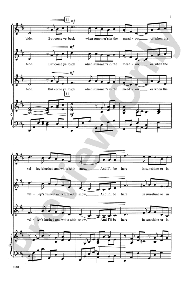 Danny Boy: SSA Choral Octavo - Digital Sheet Music Download