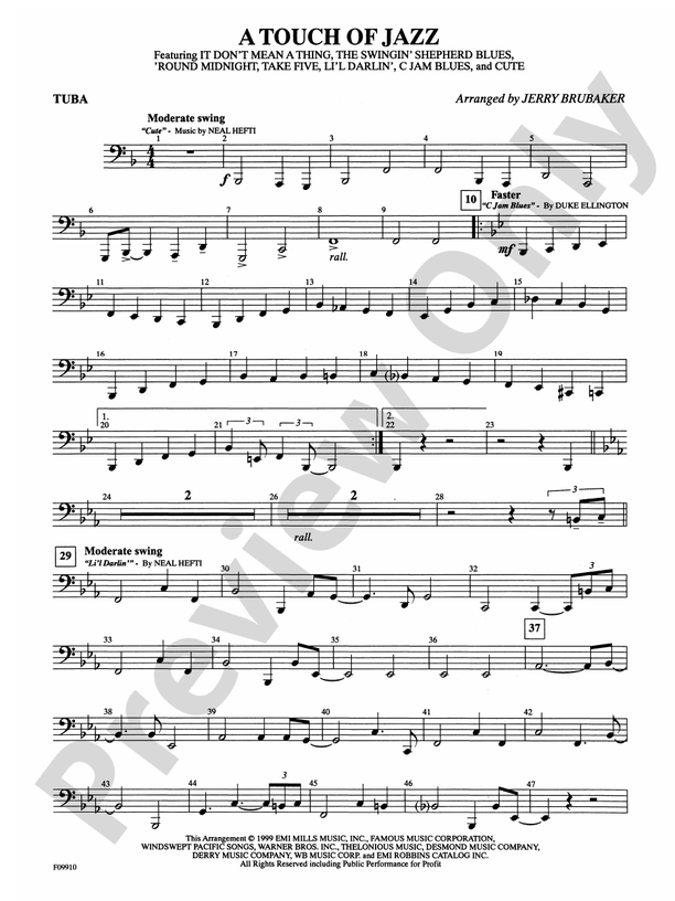 A Touch of Jazz Tuba Tuba Part Digital Sheet Music Download