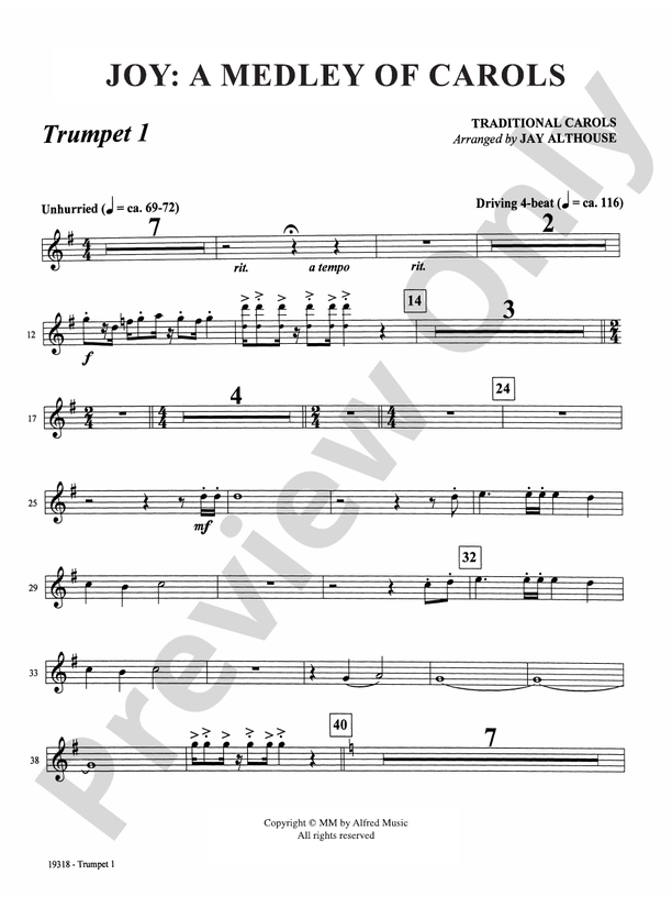 Joy: A Medley of Carols: 1st B-flat Trumpet