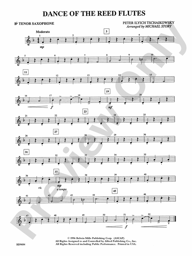 Dance of the Reed Flutes Bflat Tenor Saxophone Bflat Tenor