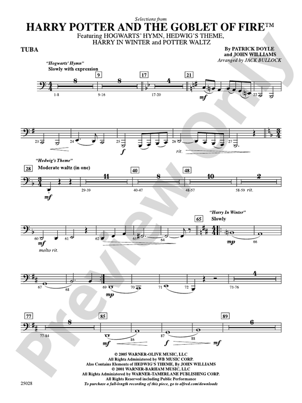 Harry Potter and the Goblet of Fire,™ Selections from: Tuba