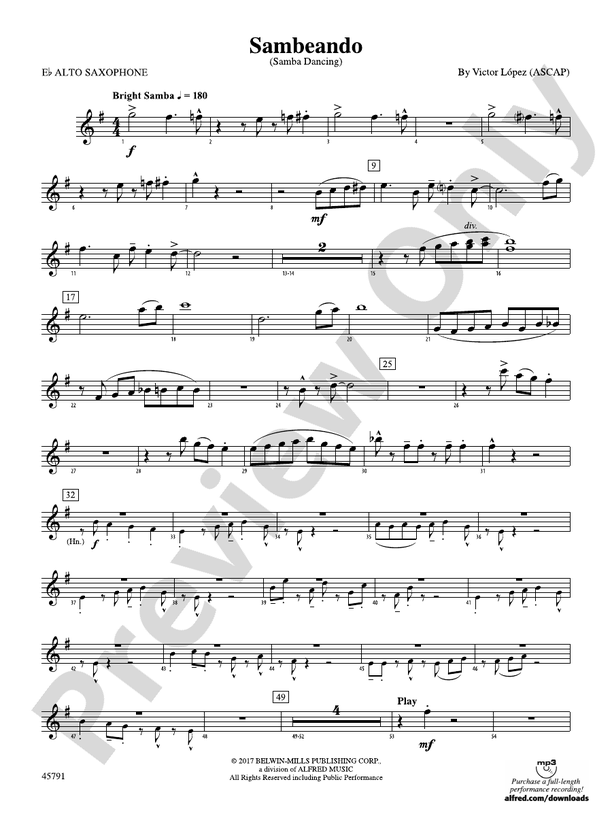 プロモバトブレ　saxネタ Sambeando: E-flat Alto Saxophone: E-flat Alto Saxophone Part