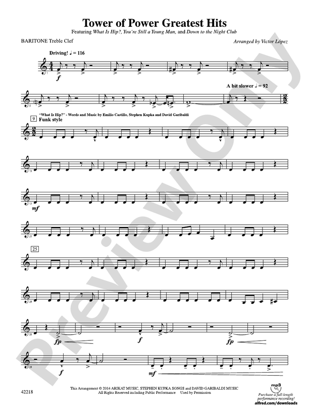 Tower of Power Greatest Hits Baritone T.C. Baritone T.C. Part