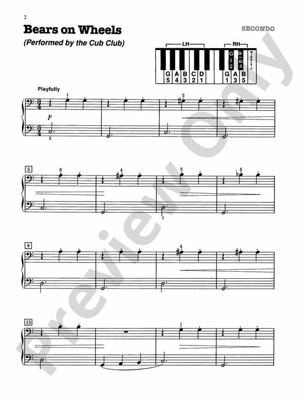 Bears on Wheels (Performed by the Cub Club) - Piano Duet (1 Piano, 4 Hands)