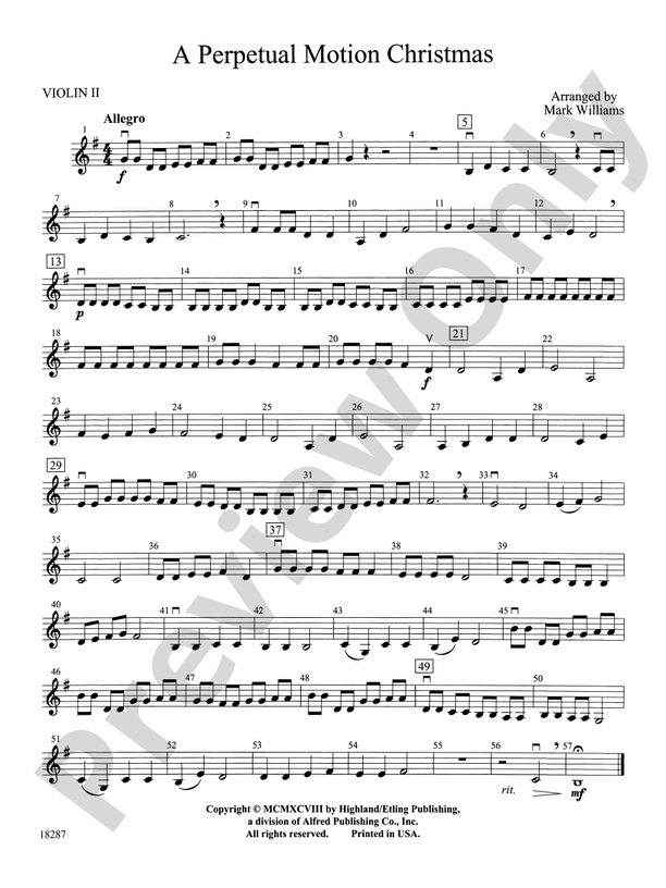 A Perpetual Christmas: 2nd 2nd Violin - Sheet Music Download