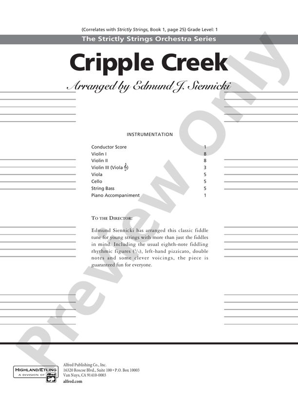 Cripple Creek String Orchestra Conductor Score & Parts Digital Sheet