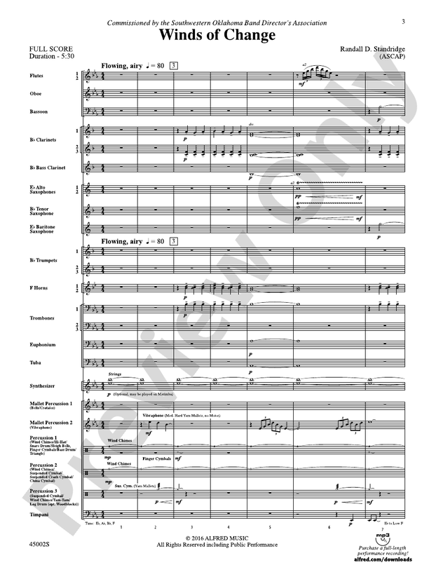 Winds of Change: Concert Band Conductor Score & Parts: Randall D
