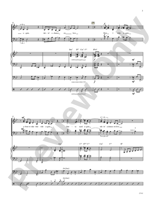 Taking a chance on love score choir score digital sheet music download
