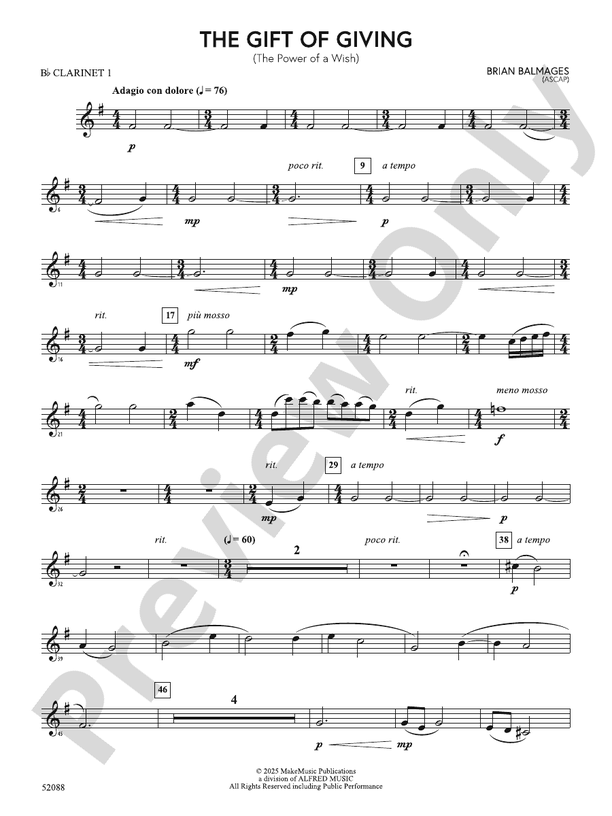 The Gift of Giving: 1st B-flat Clarinet
