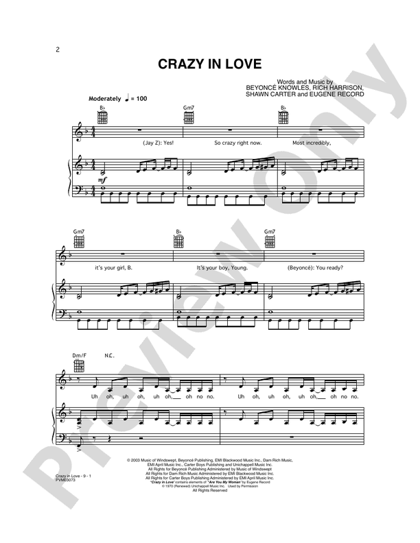 Crazy In Love (feat. Jay-Z) Sheet Music, Beyonce