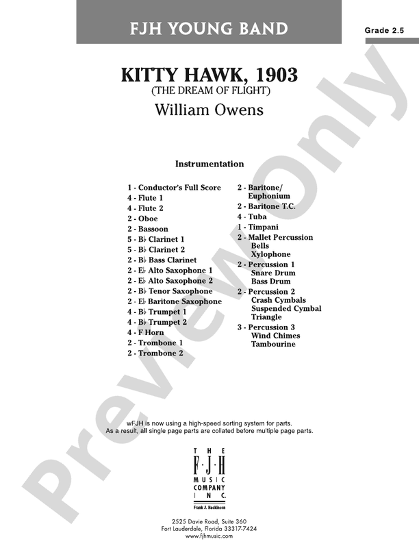 Kitty Hawk, 1903 Score William Owens Digital Sheet Music Download