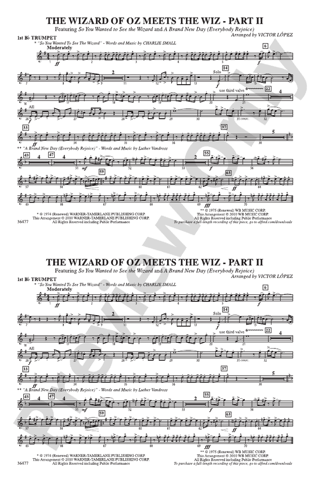 The wizard of oz meets the wiz part 2 1st b flat trumpet 1st b flat