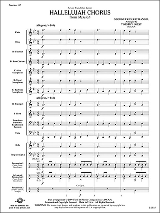 Hallelujah Chorus Concert Band Conductor Score And Parts George Frideric Handel Sheet Music 