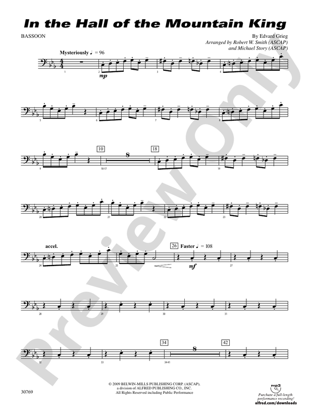 In the Hall of the Mountain King: Bassoon: Bassoon Part - Digital Sheet ...