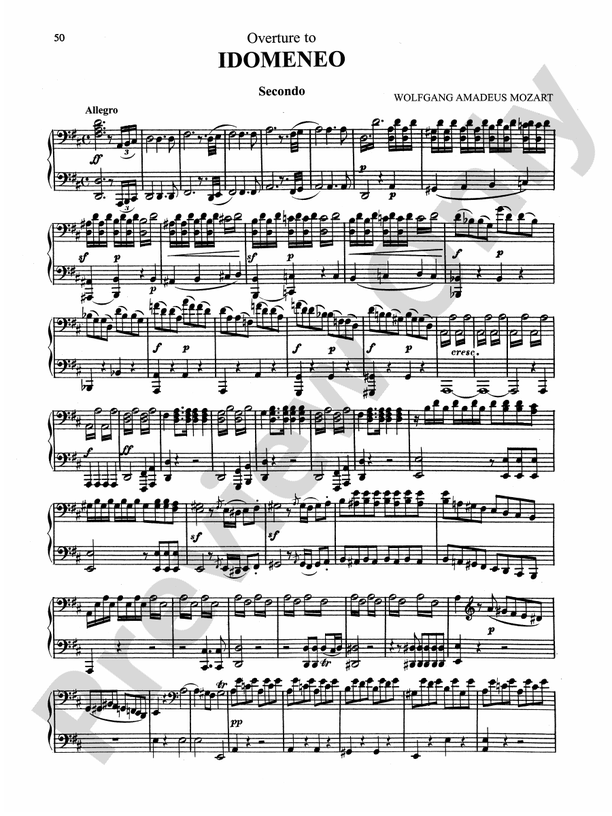 Mozart Opera Overtures (Arrangements) Idomeneo Part Digital Sheet