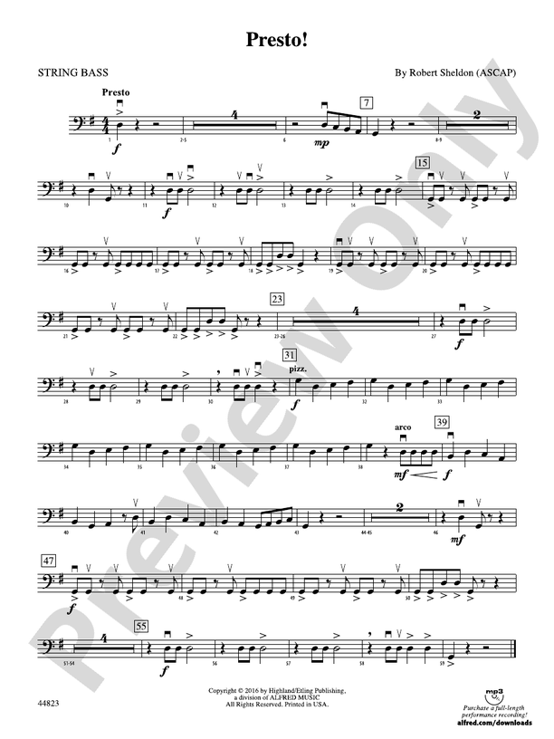Presto! String Bass String Bass Part Digital Sheet Music Download