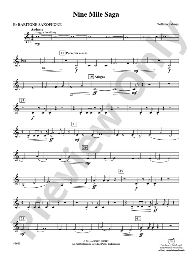 Nine Mile Saga Eflat Baritone Saxophone Eflat Baritone Saxophone Part Digital Sheet Music