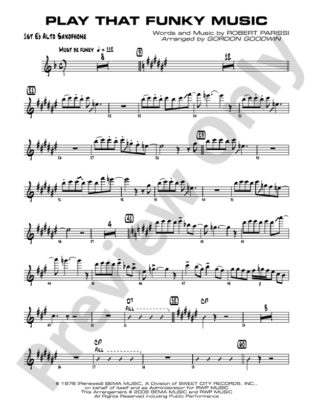 Play That Funky Music: E-flat Alto Saxophone: E-flat Alto Saxophone Part -  Digital Sheet Music Download