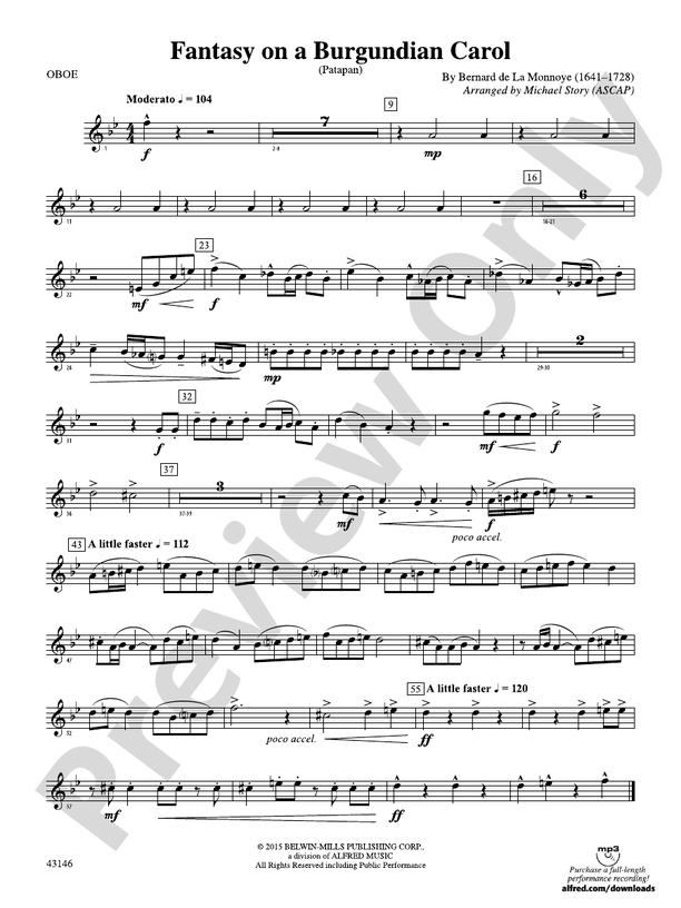 Fantasy on a Burgundian Carol: Oboe: Oboe Part - Digital Sheet Music ...