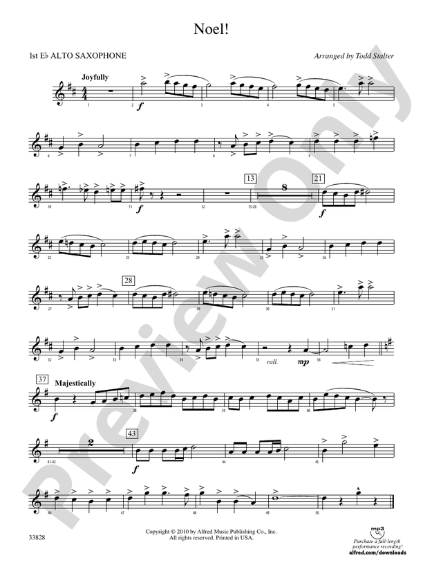 Noel E flat Alto Saxophone E flat Alto Saxophone Part Digital